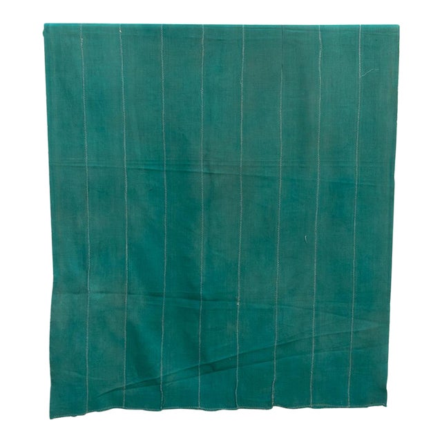 Vintage African Teal Stitched Path Throw For Sale