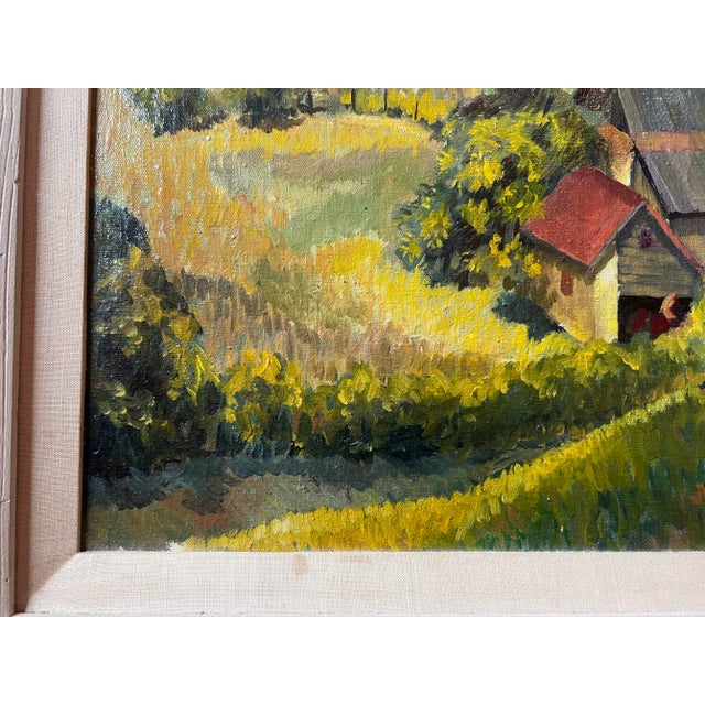 Rustic Framed 1940s Era Painting of West Chester, Pennsylvania Farm For Sale - Image 3 of 12