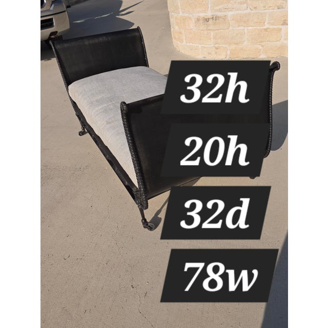 Campaign Style Steel Daybed Sofa Chaise With Down Cushion For Sale In San Antonio - Image 6 of 15