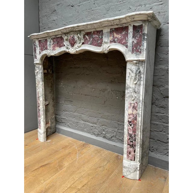 Antique Provincial Louis XV Style Fireplace Mantel in Marble, 1790 For Sale - Image 6 of 9