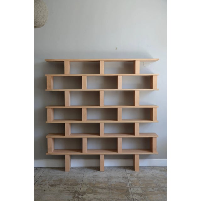 Wood Contemporary Design Frères Verticale Polished Oak Shelving Unit For Sale - Image 7 of 7