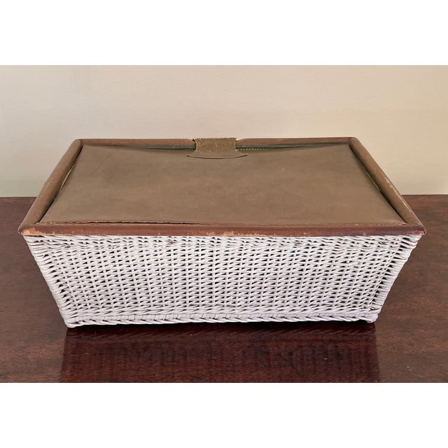 Early 20th Century Mark Cross Leather and Wicker Basket Sewing Box With Silk Lining For Sale - Image 10 of 18