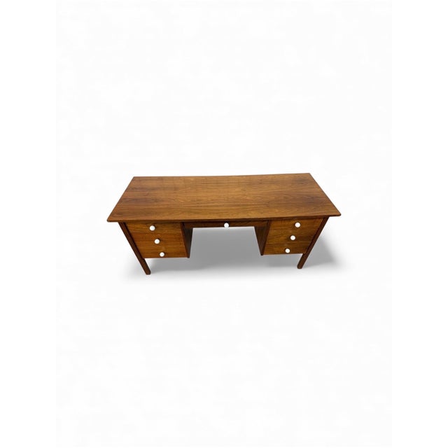 Mid-Century Modern Walnut Writing Desk For Sale - Image 4 of 11