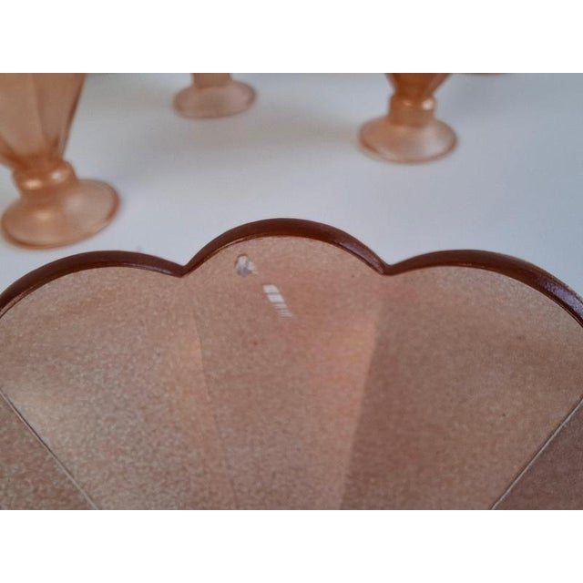rt Deco Pink Rosaline Glass Dessert Bowls, Former Czechoslovakia, 1930s, Set of 6 For Sale - Image 6 of 18