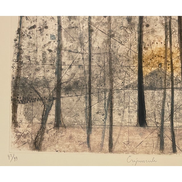 Modern Rene Carcan Crepuscule Color Etching For Sale - Image 3 of 5