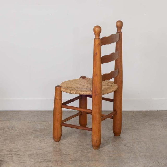 1950s 1950s French Wood and Woven Chairs Attributed to Charles Dudouyt, Set of 4 For Sale - Image 5 of 11