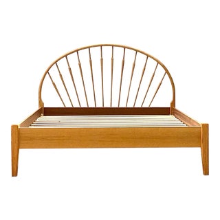 Vintage Mid Century Modern Danish Queen Size Bed For Sale