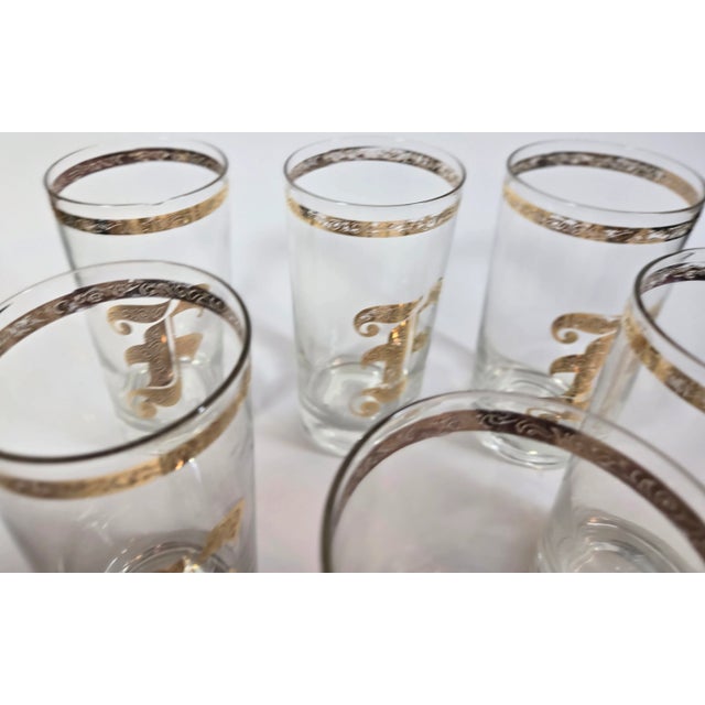 Mid-Century Golden F Tumblers- Set of 6 For Sale - Image 6 of 12