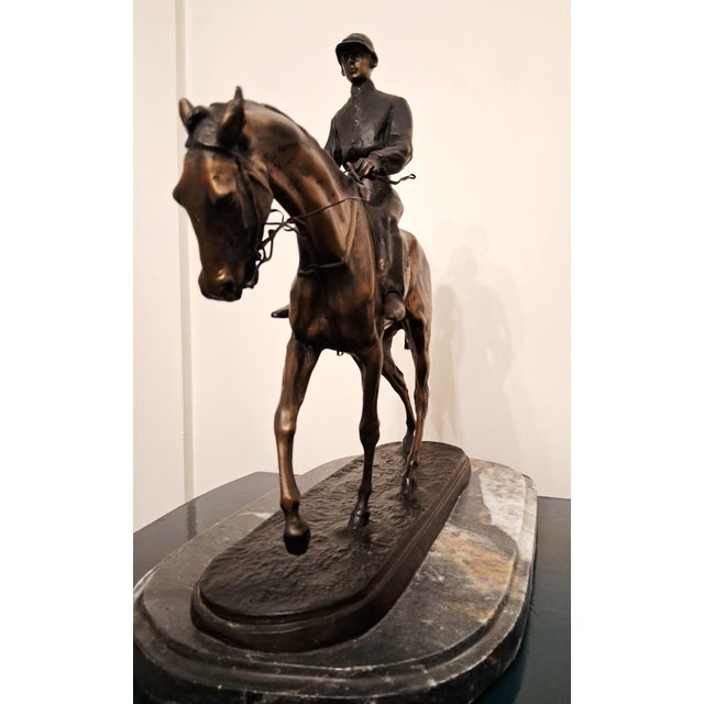 Metal Late 19th Century Bronze Statue by Pierre Jules Mene "After the Race" For Sale - Image 7 of 10