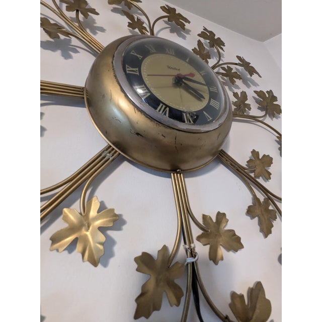Mid-Century Modern 1960s, Mid-Century Modern "Starburst" United Wall Clock For Sale - Image 3 of 10