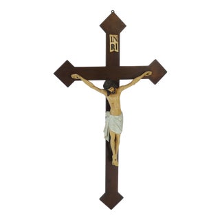 Large Antique Wooden Crucifix For Sale