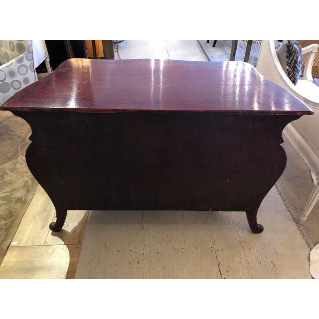 19th Century Traditional Barn Red Painted Bombay Style Chest of Drawers