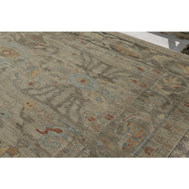 Rug & Kilim Rug & Kilim’s Oversized Oushak Style Rug in Blue and Beige-Brown With Florals For Sale - Image 4 of 11
