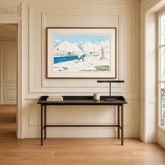 Introduce a spectacular commanding masterpiece of original contemporary fine art profound prehistoric narrative and...