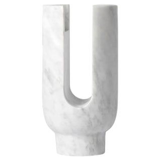 Carrara Marble Lyra Candleholder by Dan Yeffet For Sale
