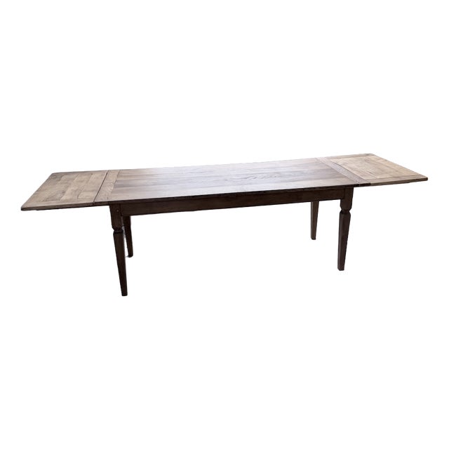Oak Farmhouse Table with Extensions, 1950s For Sale