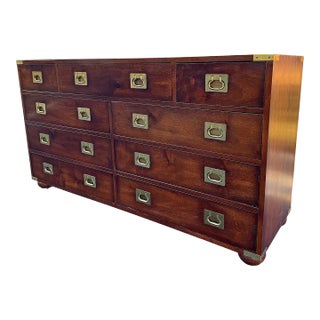 1970s Henredon Campaign Style Regiment Chest of Drawers For Sale