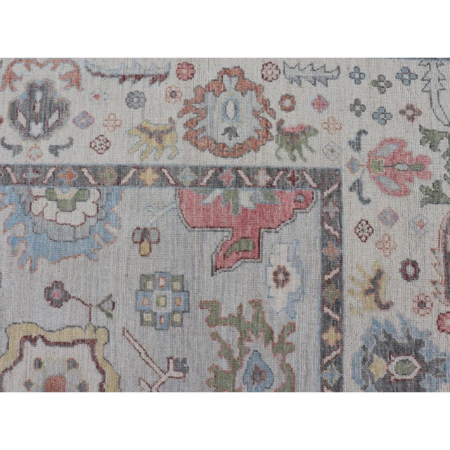 Oushak Floral Rug Colorful Mosaic Design by Keivan Woven Arts, 9'1 X 12'4 For Sale In Atlanta - Image 6 of 13