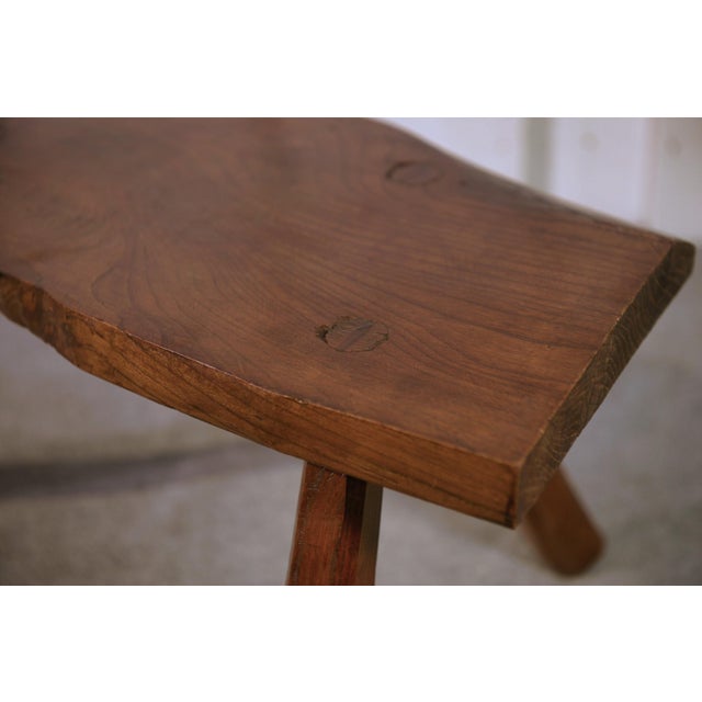Vintage Brutalist Oak Stool, 1960s For Sale - Image 4 of 10