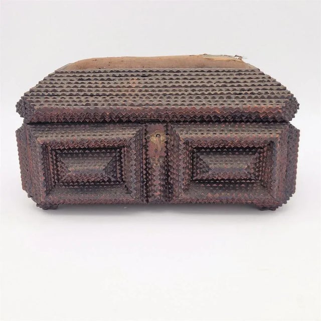 Brown Handmade Tramp Art Wood Box For Sale - Image 8 of 8