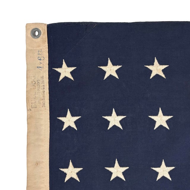 American Large Vintage Cotton American Flag With 48 Embroidered Stars For Sale - Image 3 of 6