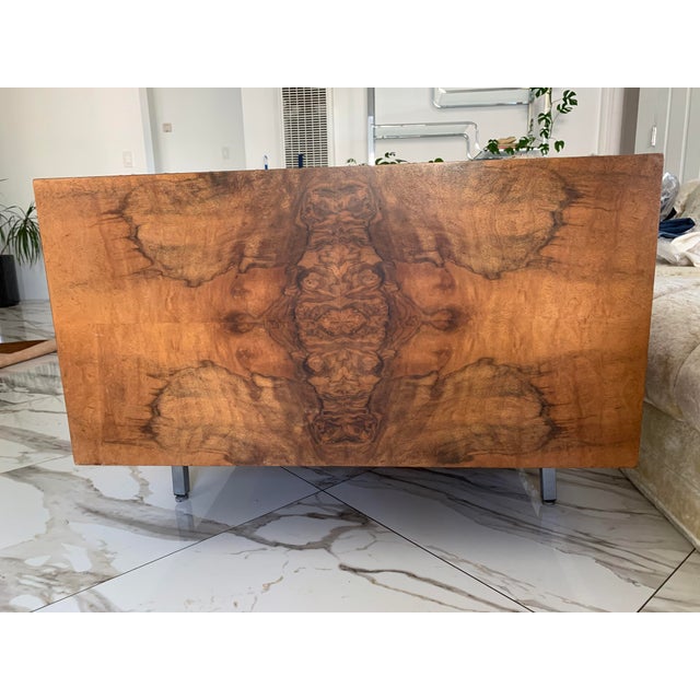 Milo Baughman Milo Baughman Burl Wood Sofa For Sale - Image 4 of 6