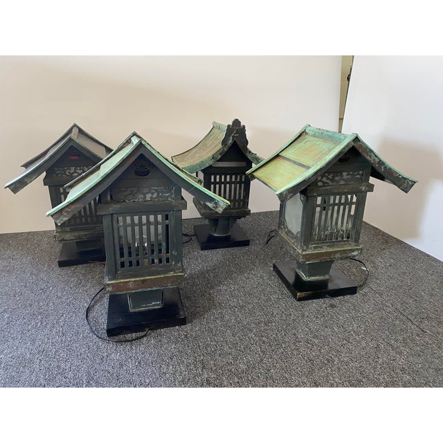1910s Old Japanese Copper Lantern Table Lamps Set of 4 Chairish
