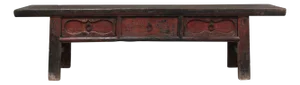 Black and Red Kang Table with Drawers
