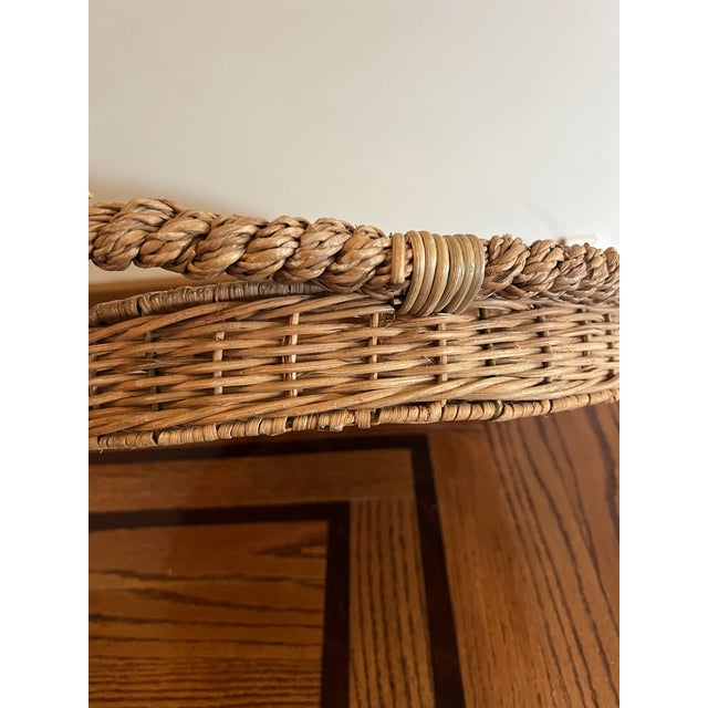 Vintage Woven Wicker Rattan Fish-Shaped Decorative Basket Tray For Sale - Image 10 of 14
