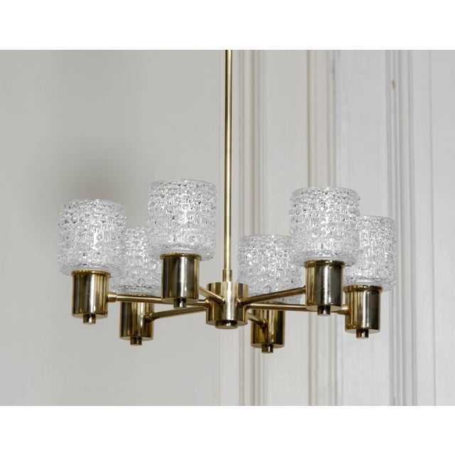 Mid-Century Modern Chandelier attributed to Carl Fagerlund for Orrefors, Sweden, 1950s For Sale - Image 3 of 6