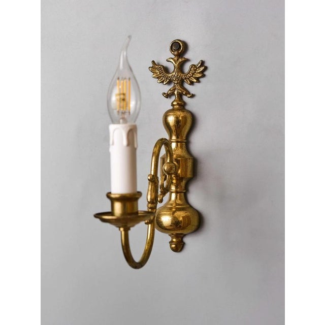 Gold Dutch Wall Lamp in Brass For Sale - Image 8 of 8
