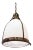 Antique Opaline Pendant Light with Clear Etched Glass and Capped with Brass For Sale