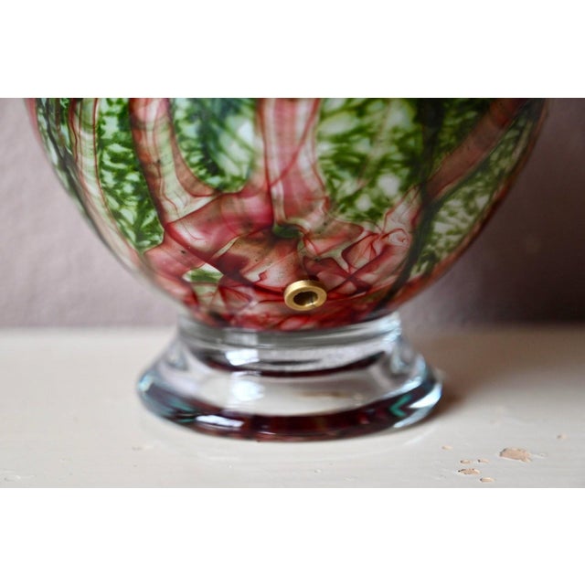 Green and Red Murano Glass Lamp Base, 1980s For Sale - Image 8 of 12