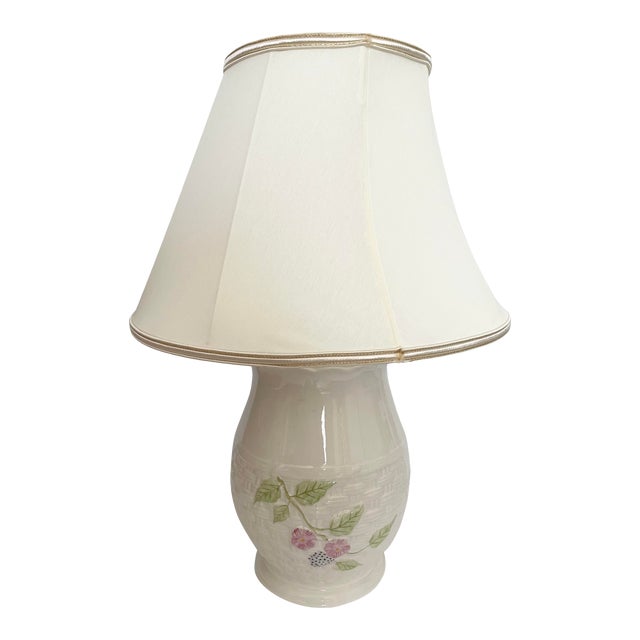 1990s Belleek "Summer Brior" Basketweave Table Lamp For Sale