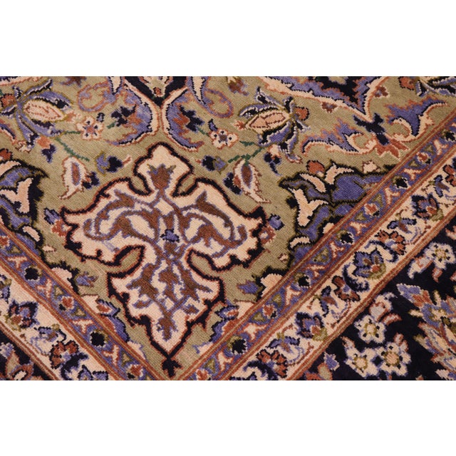 Art Nouveau Antique Blue/Beige Wool Rug - 9'7'' X 12'11'' For Sale - Image 4 of 10