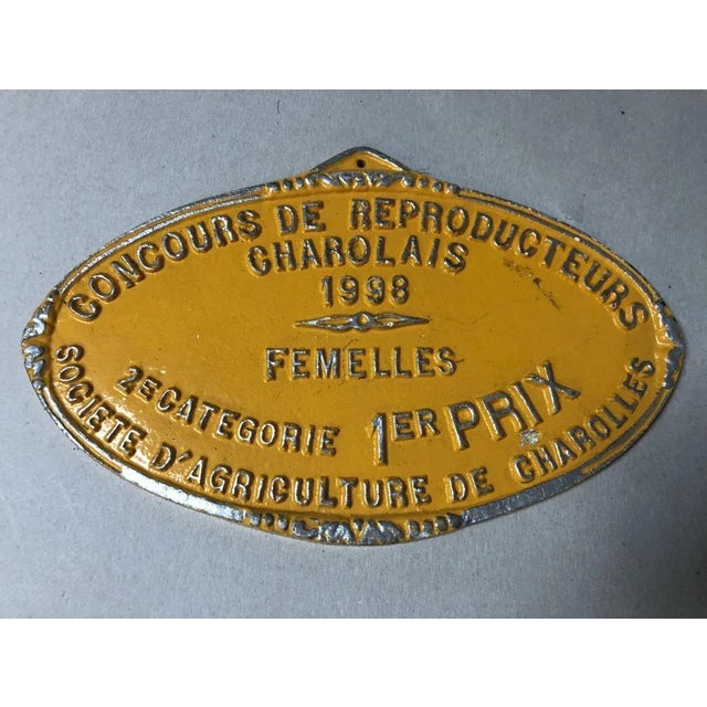 Industrial Agricultural Competition Charolles Orange 1st Prize Plaque, 1998 For Sale - Image 3 of 5