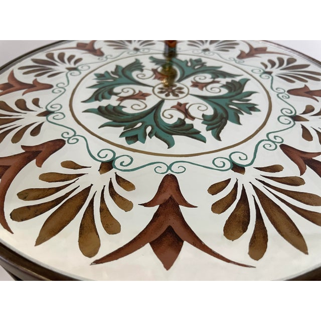 Mid-Century Modern Three-Tier Reverse Painted Mirrored Shelf For Sale - Image 3 of 10