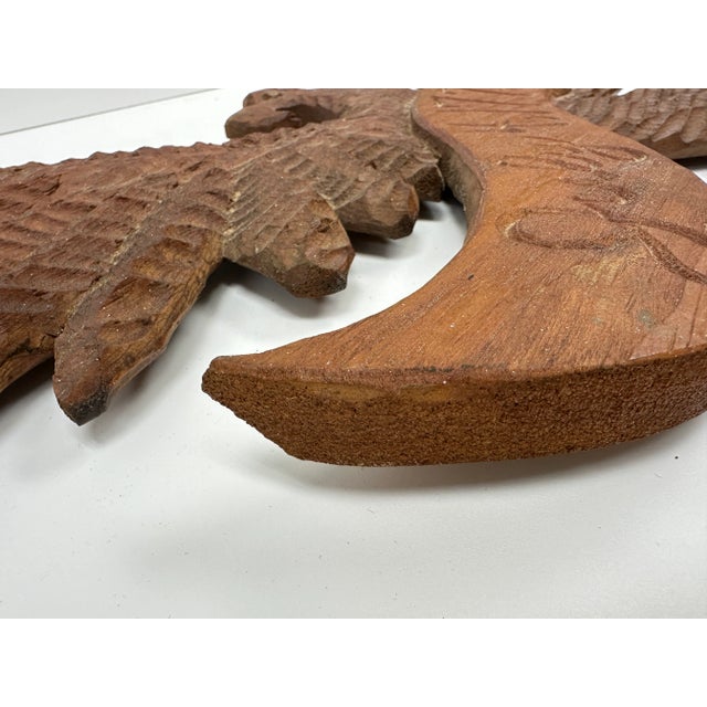 Vintage Large Carved 1776 American Eagle Wingspan Wall Sculpture For Sale - Image 6 of 10