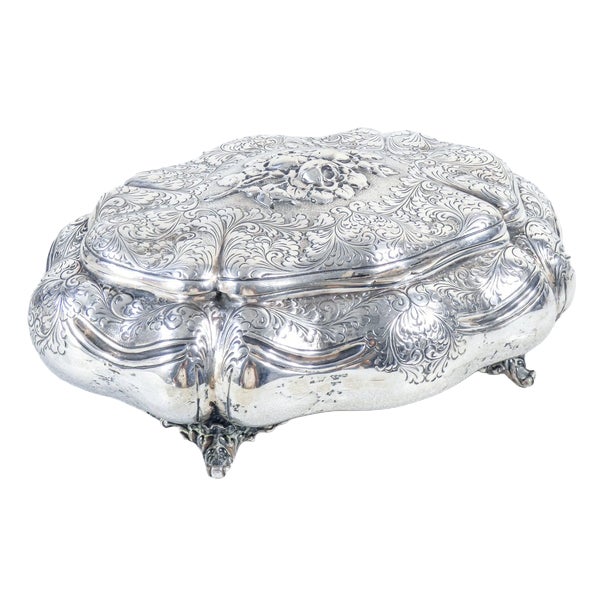 Vintage Silver Jewelry Box, 1930s For Sale