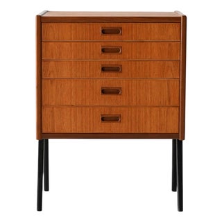 Vintage Scandinavian Nightstand with Five Drawers and Black Legs, 1960s For Sale