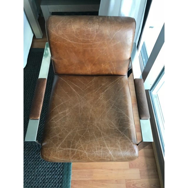 Industry West Brown Leather Bergman Chair For Sale - Image 4 of 7
