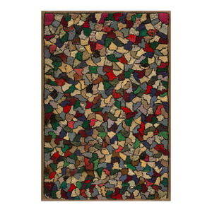 Captivating Colorful With Jewel Tones Antique American Crazy Quilt Pattern Hooked Rug