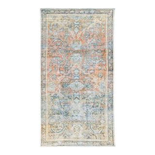 Antique Persian Mahal Handmade Floral Beige and Orange Wool Rug For Sale