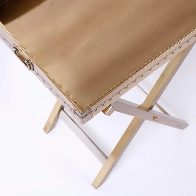 Late 20th Century Campaign Style Foldable Bar or Tray For Sale - Image 5 of 10