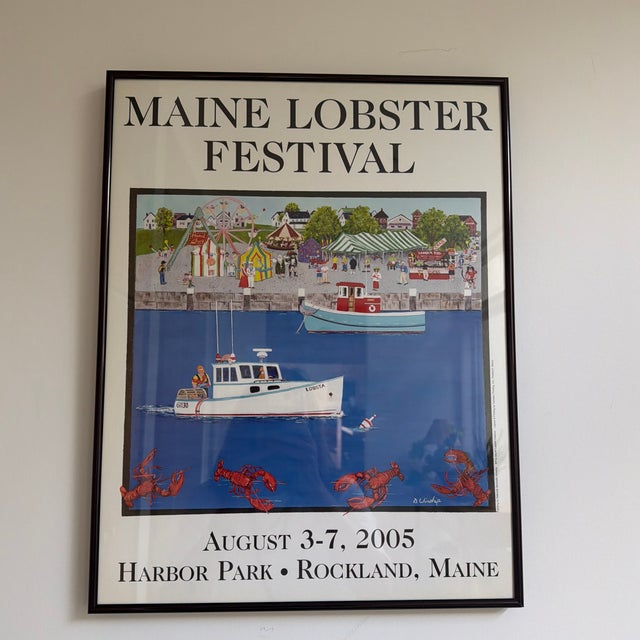Blue Official 2005 Maine Lobster Festival Framed Poster For Sale - Image 8 of 12