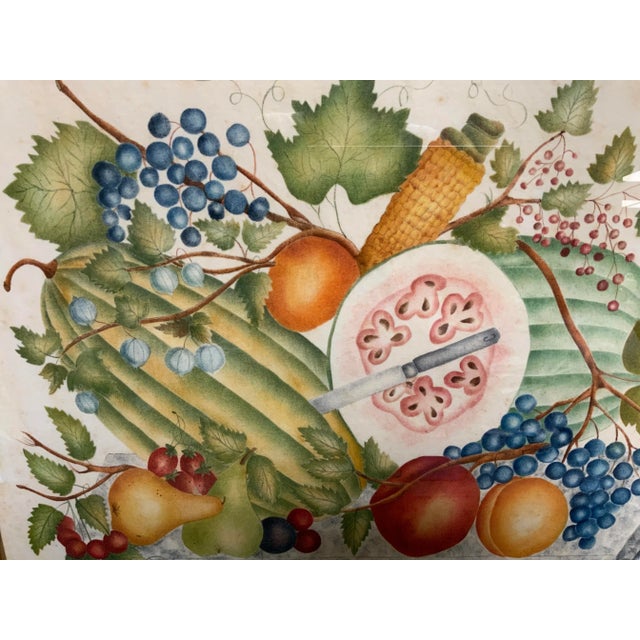 Therom Painting oil on velveteen. Circa 1995, a replica of an 19th century theorem painting. The most popular scenes were...