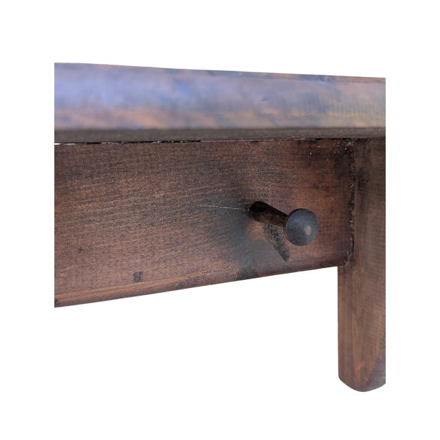 Vintage Farmhouse English Cottage Wooden Wall Shelf With Peg Hooks For Sale - Image 11 of 17