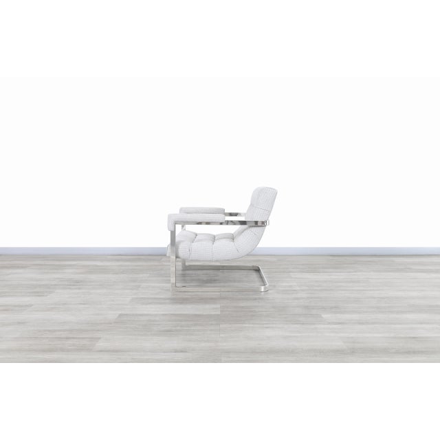 Chrome Mid-Century Modern Chrome Scoop Lounge Chairs After Milo Baughman for Thayer Coggin For Sale - Image 8 of 9