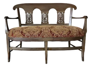 Antique French Country Carved Back Arm Settee