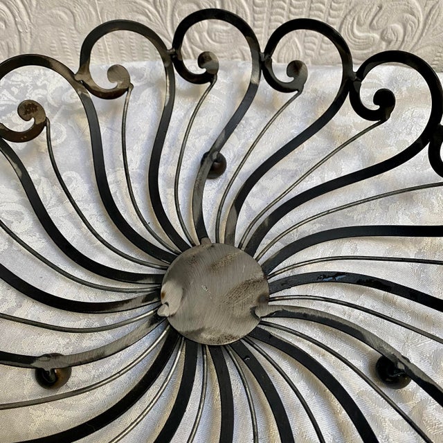 1960s Vintage Mid Century Atomic Swirl Metal Footed Fruit Bowl For Sale - Image 6 of 7